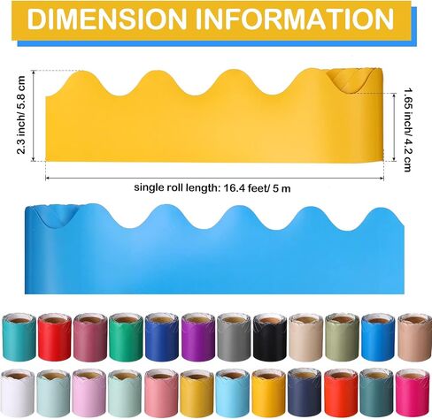 24 Rolls 393.6 ft Colorful Bulletin Board Borders 24 Multiple Colors Scalloped Classroom Borders for Bulletin Board Decorations Bulletin Board Trim for White Board Wall Locker Room Desk School Decor in Saudi Arabia