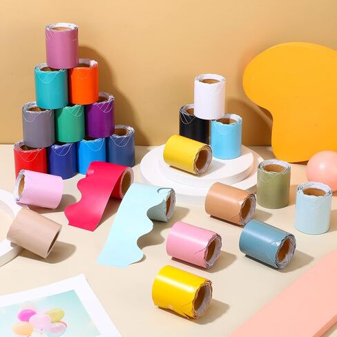 24 Rolls 393.6 ft Colorful Bulletin Board Borders 24 Multiple Colors Scalloped Classroom Borders for Bulletin Board Decorations Bulletin Board Trim for White Board Wall Locker Room Desk School Decor in Saudi Arabia