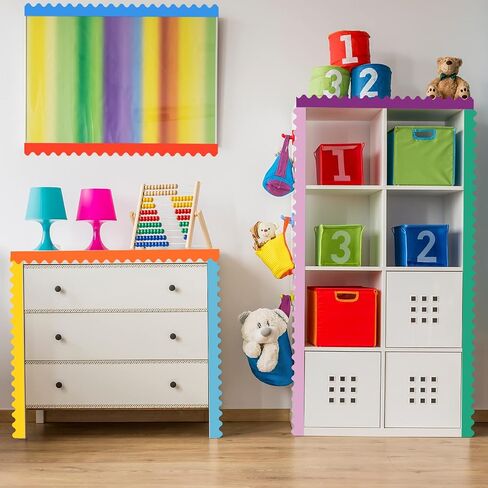 24 Rolls 393.6 ft Colorful Bulletin Board Borders 24 Multiple Colors Scalloped Classroom Borders for Bulletin Board Decorations Bulletin Board Trim for White Board Wall Locker Room Desk School Decor in Saudi Arabia