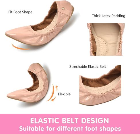 Ballet Flats Shoes for Women, Ballerina Flats Dressy Casual, Pointed Toe Flats Shoes for Woman Comfortable Pink Size 7 in Saudi Arabia