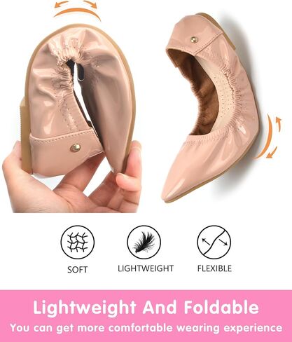 Ballet Flats Shoes for Women, Ballerina Flats Dressy Casual, Pointed Toe Flats Shoes for Woman Comfortable Pink Size 7 in Saudi Arabia