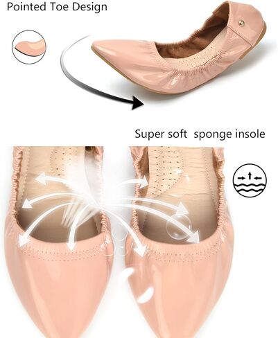 Ballet Flats Shoes for Women, Ballerina Flats Dressy Casual, Pointed Toe Flats Shoes for Woman Comfortable Pink Size 7 in Saudi Arabia