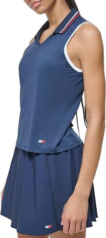 Tommy Hilfiger Women's Polo Collar Rashgaurd Jersey with SPF Protection Tennis & Golf Essential Tank, Navy, Medium in Kuwait