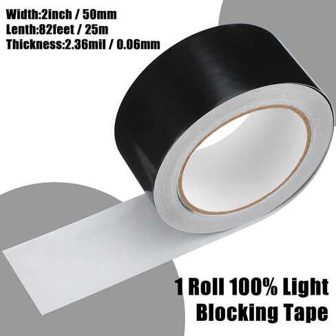 Nuanchu Light Blocking Tape 82 ft Blackout Tape Light Dimming Stickers Adhesive Black, Blocks 100% of Radiance, Dimming Sheet for LCD Panels Appliances Indicator Lamp Strips(2'' Wide) in Saudi Arabia