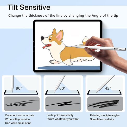 Stylus Pen for iPad Pro 12.9"/11", iPad 6/7/8/9/10, iPad Air 3/4/5, iPad Mini 5/6, Fast Charge Apple iPad Pencil with Magnetic Tilt Sensitive Palm Rejection, Newly Dual-Tip for Touch Screens in Saudi Arabia