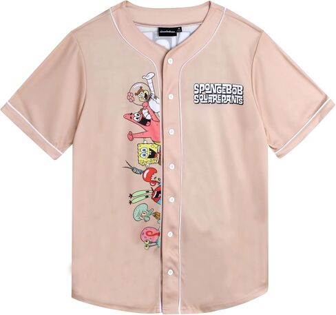 Nickelodeon Women's Spongebob Squarepants Baseball Jersey - Novelty Fashion Uniform Shirt - Button Down Jersey Top Women, S-L in Saudi Arabia