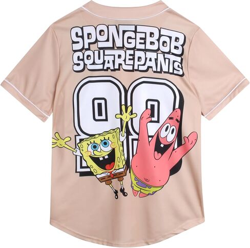 Nickelodeon Women's Spongebob Squarepants Baseball Jersey - Novelty Fashion Uniform Shirt - Button Down Jersey Top Women, S-L in Saudi Arabia