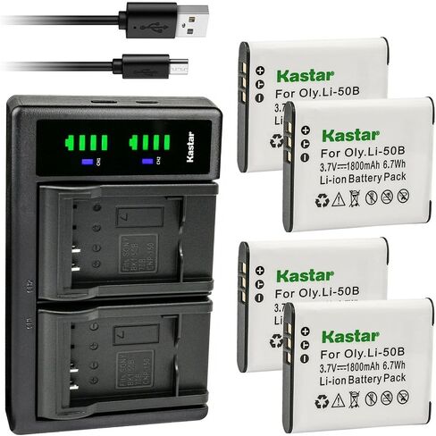 Kastar LTD2 USB Battery Charger Compatible with Olympus Li-50B Panasonic VW-VBX090 Pentax D-Li92 Battery, Olympus Li-50C Panasonic VW-VBX090 Pentax D-BC92 Charger in Kuwait