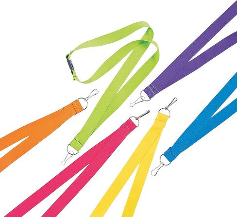 Fun Express Colorful Neon Lanyards (1 Dozen) ID Badge Holder Lanyards, Neck Lanyards, DIY Name Badge Holders, Nylon, 35" Long in Saudi Arabia