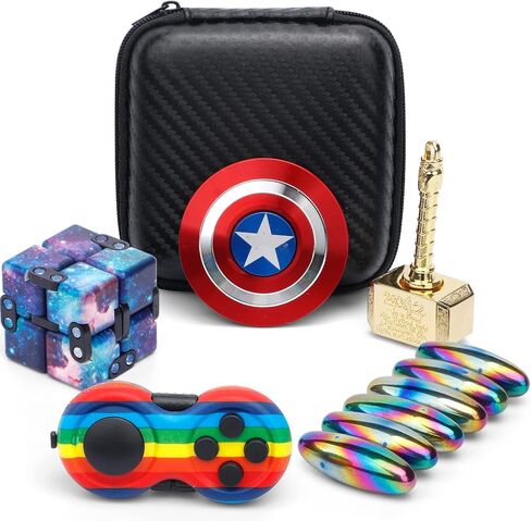 10 عبوات من فيدجيت سبينر للأطفال والكبار، مكعب معدني 2 في 1 لإصبع المطرقة، أحجار بيض خشخيشة مغناطيسية، مكعب إنفينيتي، درع جيروسكوبي بأطراف الأصابع لتخفيف التوتر، هدية لعبة مكتب المكتب in Kuwait