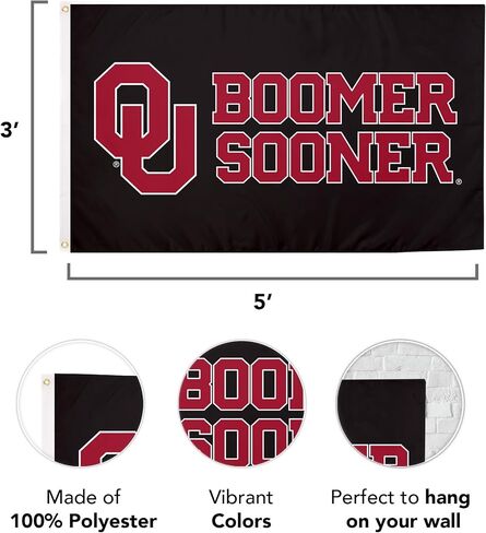 Desert Cactus University of Oklahoma Flag Sooners Flag Banners 100% Polyester Indoor Outdoor 3x5 feet Flags (Style S) in Saudi Arabia