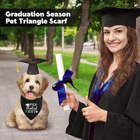 باندانا التخرج للكلاب، وشاح مثلث أسود للتخرج للكلاب، صدريات منديل قابلة للتعديل للحيوانات الأليفة قابلة للغسل، ملابس للكلاب، هدية باندانا التخرج للكلاب الصغيرة والمتوسطة والكبيرة، مستلزمات حفلات التخرج in Kuwait