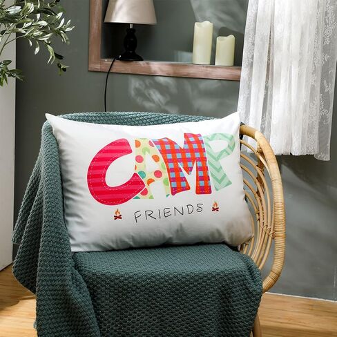 غطاء وسادة Moukeren Camp Friends Girl مطبوع عليه توقيعه، غطاء وسادة للمخيم الصيفي، غطاء وسادة للسفر، غطاء وسادة للسفر للأطفال، حزمة أشياء أساسية وإكسسوارات النوم (العديد من الألوان، قطعة واحدة) in Kuwait