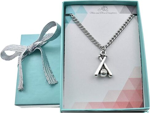 Baseball Necklace Silver Mixed Metal on a 16 Inch Stainless Steel Curb Chain. Boys Necklace. Boys Jewelry. Baseball Mom. Gifts for Boys 8-10. Sports Jewelry. in Saudi Arabia