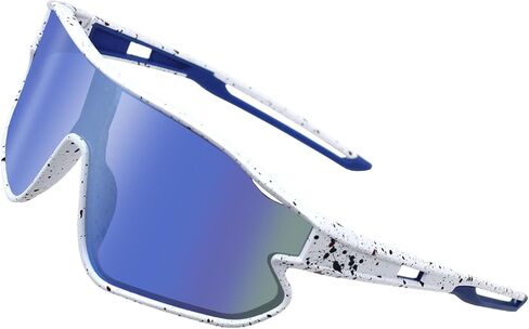 Polarized Sunglasses,Outdoor Sports GlassesUV400,Men,Women,Youth,Baseball,Bicycle,Windproof ​Sports Running(Blue),Large in Saudi Arabia