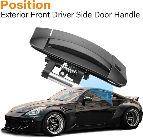 Front Left Driver Side Door Handle Exterior fit for Nissan 350Z 2003 2004 2005 2006 2007 2008 2009, Outside, 80607-CD41E 80607-CD40B 80607-CD40E, with Key Hole, Black in Saudi Arabia