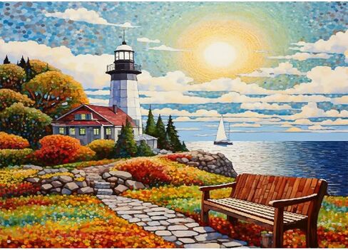 EOBROMD Diamond Art Painting Kits, Paint by Number Kits for Adults Beginners Lighthouse DIY Paint Picture with Full Drill Diamond Dots for Home Wall Art Decor 16x12inch in Saudi Arabia