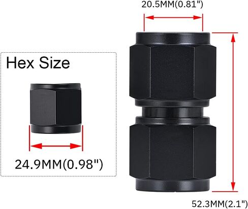 PTNHZ 2PCS 6AN Female to 6AN Female 45 Degree Swivel Coupler Fitting Adapter Union Hose End Aluminum Anodized Black in Saudi Arabia