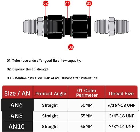 PTNHZ 2PCS 6AN Female to 6AN Female 45 Degree Swivel Coupler Fitting Adapter Union Hose End Aluminum Anodized Black in Saudi Arabia