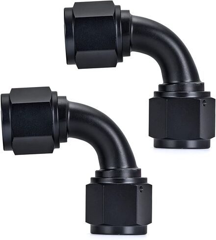 PTNHZ 2PCS 6AN Female to 6AN Female 45 Degree Swivel Coupler Fitting Adapter Union Hose End Aluminum Anodized Black in Saudi Arabia