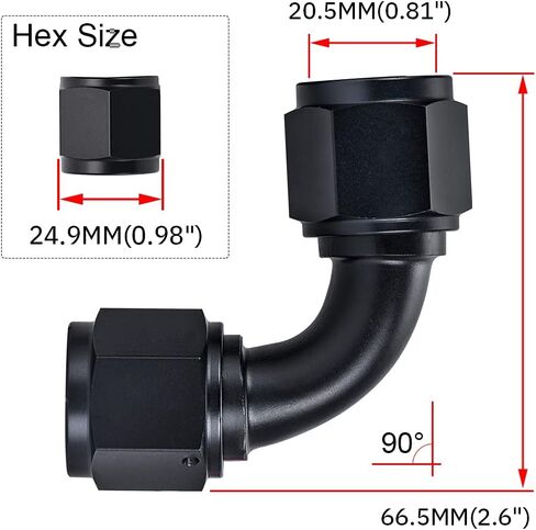 PTNHZ 2PCS 6AN Female to 6AN Female 45 Degree Swivel Coupler Fitting Adapter Union Hose End Aluminum Anodized Black in Saudi Arabia