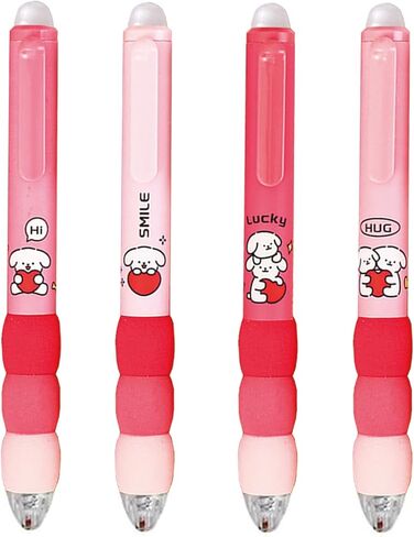 4 Pcs Erasable Gel Pens Cute Retractable Pens Cartoon Bear Pens 0.5mm Black Ink Pen Office School Pens Women Girls Boys Pens (Black Ink-Coffee Bear) in Kuwait