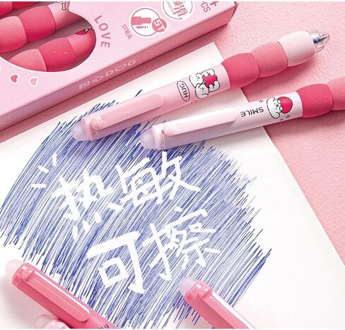 4 Pcs Erasable Gel Pens Cute Retractable Pens Cartoon Bear Pens 0.5mm Black Ink Pen Office School Pens Women Girls Boys Pens (Black Ink-Coffee Bear) in Kuwait