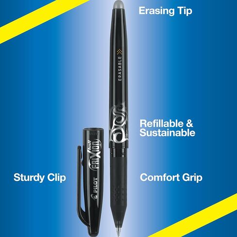 PILOT FriXion Ball Erasable & Refillable Gel Ink Stick Pens, Fine Point, Black Ink, 8-Pack in Saudi Arabia