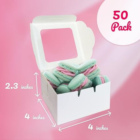 White Paper Bakery Boxes - 25-Pack Single Pastry Box 4-Inch Packaging with Clear Display Window, Donut, Mini Cake, Pie Slice, Dessert Disposable Take-Out Container, Holds 1, 4 x 2.3 x 4 Inches in Saudi Arabia