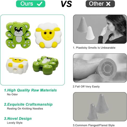 10 قطع من سدادات إبر الحياكة من Yzzyemn وملحقات ومستلزمات الحياكة وأدوات الحياكة للمبتدئين لهدايا الحياكة (الدب + الأغنام، مقاس 10-15) in Kuwait
