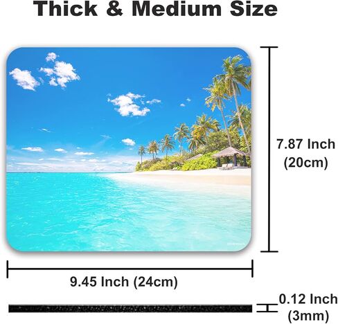 Mouse Pad Beach Palm Trees Design Scenery PC Mouse Mat with Non-Slip Rubber Base Square Washable Computer Mousepad for Laptop Office Home in Kuwait