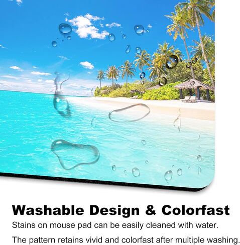 Mouse Pad Beach Palm Trees Design Scenery PC Mouse Mat with Non-Slip Rubber Base Square Washable Computer Mousepad for Laptop Office Home in Kuwait