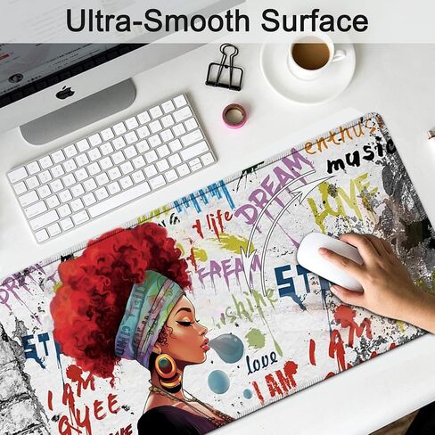 Large Gaming Mouse Pad, Extended Waterproof Desk Pad Protector (31.5" x 11.8") Ergonomics Memory Foam Mouse Wrist Rest Support, for Home Office Laptop Easy Typing, Black & White Cowhide Fur Mouse Mat in Saudi Arabia