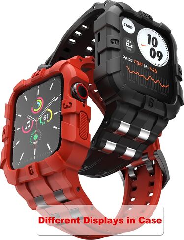 T-ENGINE متوافق مع Apple Watch Series 9 8/7 45mm SE 6/5/4/3 44mm 42mm، حافظة متينة مع حزام للرجال والنساء (45mm/44mm/42mm، برتقالي + خشب) in Kuwait