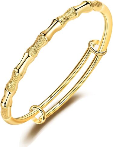الأزياء الخيزران المفاصل مطلي سوار الذهب قابل للتعديل للنساء الرجال سيدة مجوهرات الزفاف هدية حفلة عيد ميلاد in Kuwait