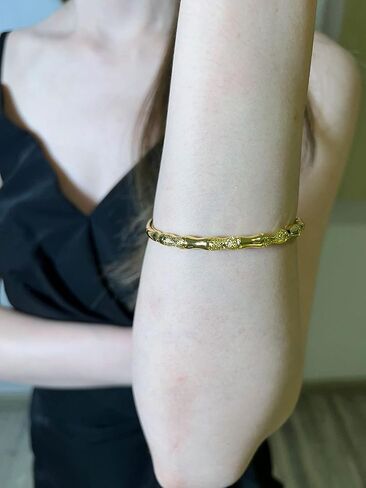 الأزياء الخيزران المفاصل مطلي سوار الذهب قابل للتعديل للنساء الرجال سيدة مجوهرات الزفاف هدية حفلة عيد ميلاد in Kuwait