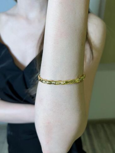 الأزياء الخيزران المفاصل مطلي سوار الذهب قابل للتعديل للنساء الرجال سيدة مجوهرات الزفاف هدية حفلة عيد ميلاد in Kuwait