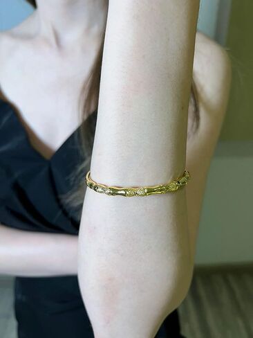 الأزياء الخيزران المفاصل مطلي سوار الذهب قابل للتعديل للنساء الرجال سيدة مجوهرات الزفاف هدية حفلة عيد ميلاد in Kuwait