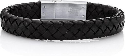 سوار رجالي سبارتان من الجلد الأصلي المضفر مع الفولاذ المقاوم للصدأ باللون الأسود أو البني | إكسسوارات الموضة الرجالية الأنيقة in Kuwait