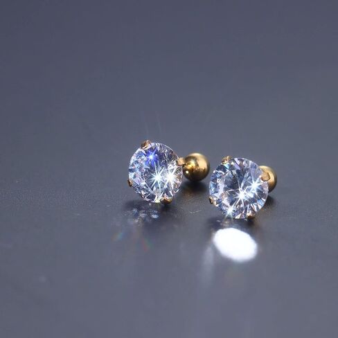 Sanfenly تشيكوسلوفاكيا أقراط للنساء الرجال 3-8mm جولة مكعب زركونيا القرط ترصيع الجراحية الصلب الغضروف الحلزون الزنمة مسمار القرط مجموعة 5 أزواج in Kuwait