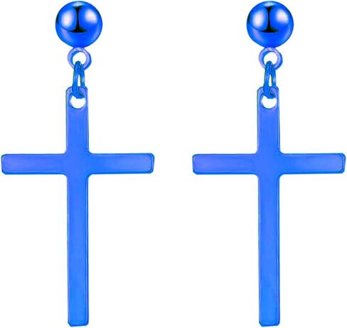 Stainless Steel Cross Earrings for Men Women Personalized Hypoallergenic Minimalist Black Silver Faith Hanging Crosses Fashion Hope Love Godliness Dangling Drop Earring Jewelry Gifts in Kuwait