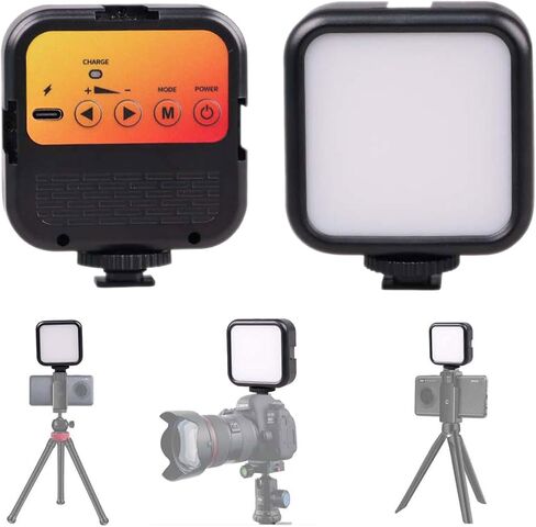 Bi-Color led camera light with 3 Cold Shoe,Portable Camera Lights for Photography, Rechargeable on-camera video lights and Video Lighting for Vlogging and Meeting Fill Light(Video light kit A) in Saudi Arabia