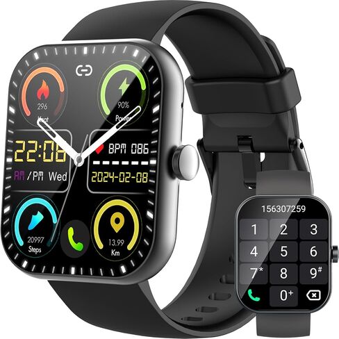 Smart Watch(Answer/Make Calls), 1.96" HD Smartwatches for Men Women, Fitness Tracker with Heart Rate SpO2 Sleep Monitor, Pedometer, 100+ Sport Modes, IP68 Waterproof, Activity Tracker for iOS Android in Saudi Arabia