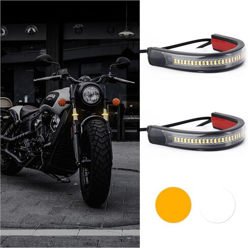 2PCS Motorcycle Turn Signals LED,Dual-Color Motorcycle Blinkers for Turn Signals & Daytime Running Lights,Essential Waterproof LED Turn Signal Strip Motorcycle Accessories in Saudi Arabia