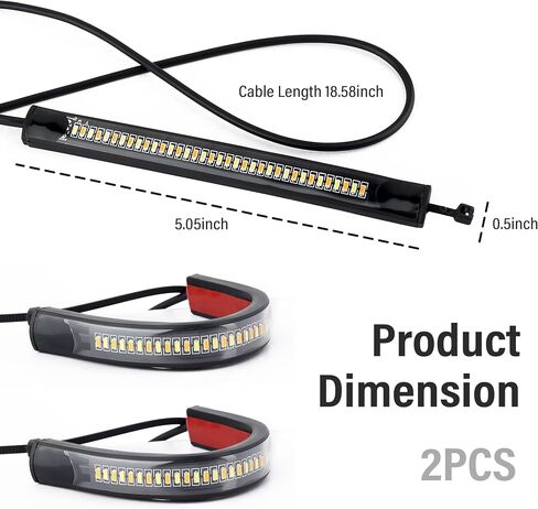 2PCS Motorcycle Turn Signals LED,Dual-Color Motorcycle Blinkers for Turn Signals & Daytime Running Lights,Essential Waterproof LED Turn Signal Strip Motorcycle Accessories in Saudi Arabia