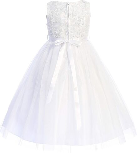 Big Girls Elegant Lace Sequin Holy First Communion Flower Girl Dress Wedding in Saudi Arabia