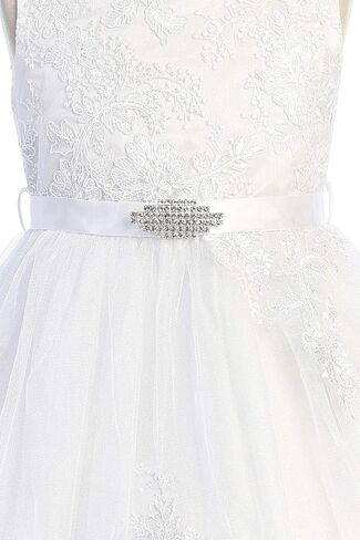 Big Girls Elegant Lace Sequin Holy First Communion Flower Girl Dress Wedding in Saudi Arabia