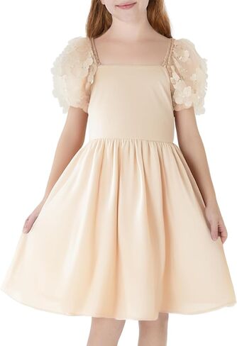 PATPAT Toddler Girl's Tulle Dress Contrast Mesh Puff Short Sleeve A Line Party Dress 3-6 Years in Saudi Arabia