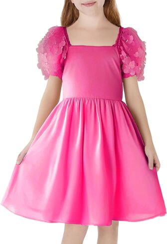 PATPAT Toddler Girl's Tulle Dress Contrast Mesh Puff Short Sleeve A Line Party Dress 3-6 Years in Saudi Arabia