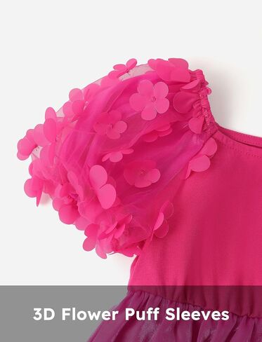 PATPAT Toddler Girl's Tulle Dress Contrast Mesh Puff Short Sleeve A Line Party Dress 3-6 Years in Saudi Arabia